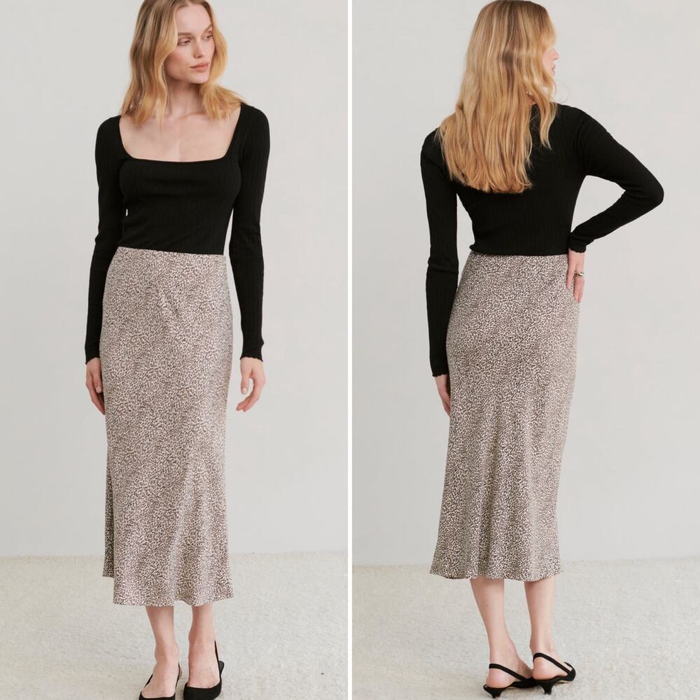 Jenni Kayne Animal Leopard Print Slip Midi Skirt Size M